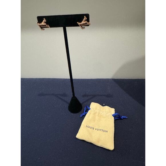 Louis Vuitton LV Initials Sparkle Stud Earrings in Gold Tone - Picture 1 of 4